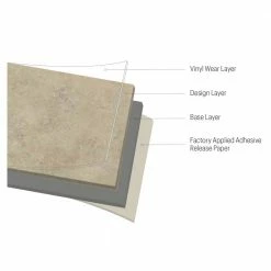 Beige Slate 12 in. Width x 12 in. Length x 0.080 in. Thick Peel and Stick Vinyl Tile (30 sq. ft. / case) by TrafficMaster -Addison Rugs Sales beige slate trafficmaster vinyl tile a4272051 40 1000