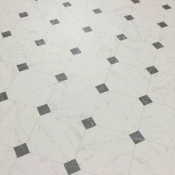Black and White Marble Paver Residential Vinyl Sheet Flooring 12ft. Wide x Cut to Length by TrafficMaster -Addison Rugs Sales black and white marble trafficmaster vinyl sheet flooring c1100405k509g14 1f 1000