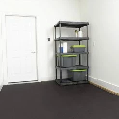 Black Raised Coin 18 in. x 18 in. x 3.1 mm Rubber Interlocking Modular Flooring Tiles, 6-Pack (13.5 sq. ft.) by TrafficMaster -Addison Rugs Sales black trafficmaster gym floor tiles 11n 532 18x18hd 4f 1000