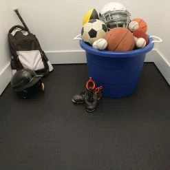 Black Raised Coin 18 in. x 18 in. x 3.1 mm Rubber Interlocking Modular Flooring Tiles, 6-Pack (13.5 sq. ft.) by TrafficMaster -Addison Rugs Sales black trafficmaster gym floor tiles 11n 532 18x18hd 66 1000