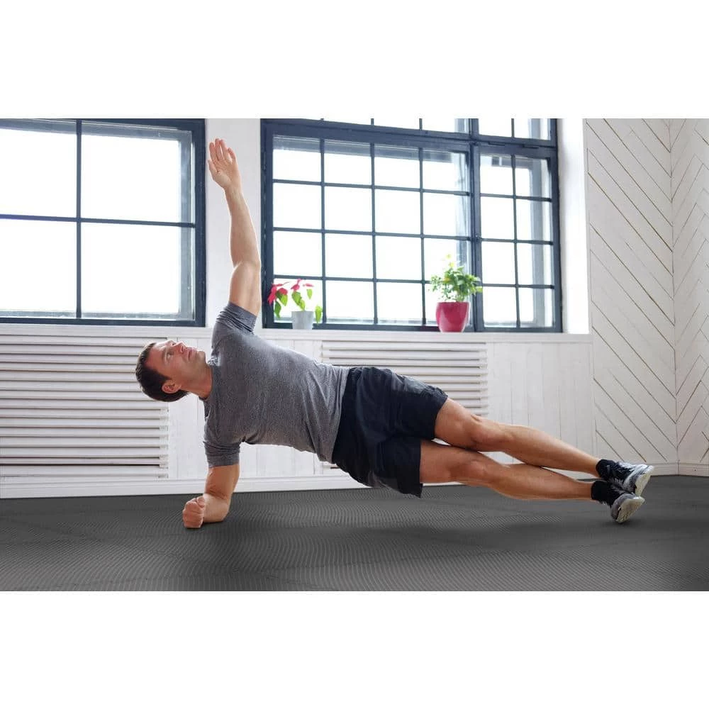 Black/Gray 24 in. x 24 in. x .52 in. Foam Dual Sided Impact Gym Floor Tiles (4 Tiles/Pack (16 sq. ft.) by TrafficMaster 5 Black/Gray 24 in. x 24 in. x .52 in. Foam Dual Sided Impact Gym Floor Tiles (4 Tiles/Pack (16 sq. ft.) by TrafficMaster - Image 3