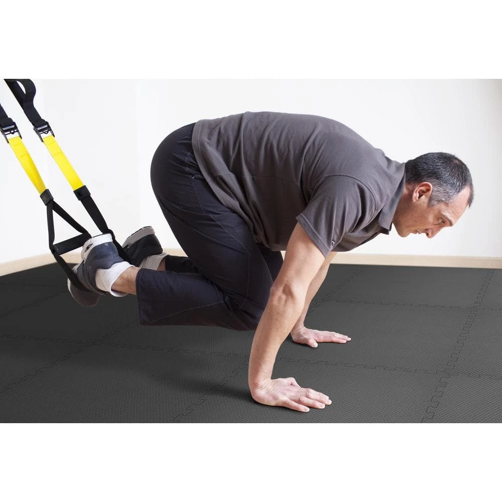 Black/Gray 24 in. x 24 in. x .52 in. Foam Dual Sided Impact Gym Floor Tiles (4 Tiles/Pack (16 sq. ft.) by TrafficMaster 8 Black/Gray 24 in. x 24 in. x .52 in. Foam Dual Sided Impact Gym Floor Tiles (4 Tiles/Pack (16 sq. ft.) by TrafficMaster - Image 6