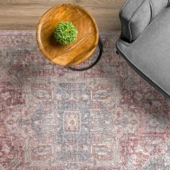 Baldwin 2 Blush 3 ft. 3 in. x 5 ft. 3 in. Medallion Velvet Non-Skid Indoor Area Rug by Addison Rugs -Addison Rugs Sales blush addison rugs area rugs hdba2bl3x5 c3 1000