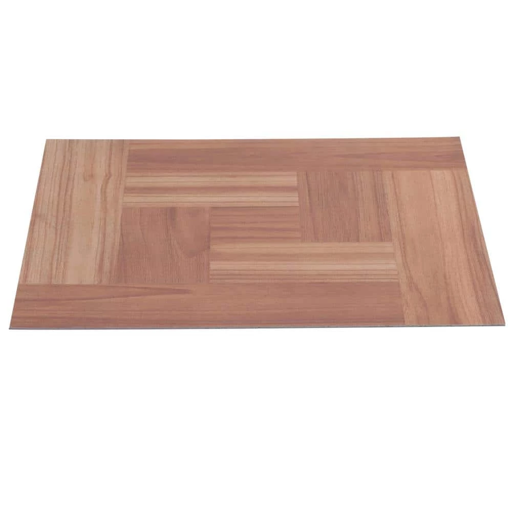 Brown Wood Parquet 12 in. x 12 in. Peel and Stick Vinyl Tile Flooring (30 sq. ft. / case) by TrafficMaster 5 Brown Wood Parquet 12 in. x 12 in. Peel and Stick Vinyl Tile Flooring (30 sq. ft. / case) by TrafficMaster - Image 3