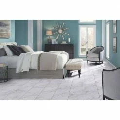 Carrara Marble 12 in. x 24 in. Peel and Stick Vinyl Tile (20 sq. ft. / case) by TrafficMaster -Addison Rugs Sales carrara marble trafficmaster vinyl tile ss1212 44 1000