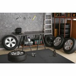 Dark Gray 24 in. x 24 in. x 0.47 in. Foam Interlocking Gym Floor Tiles (6 Tiles/Pack) (24 sq. ft.) by TrafficMaster -Addison Rugs Sales dark gray diamond plate finish with borders trafficmaster gym floor tiles tm1264 a0 1000