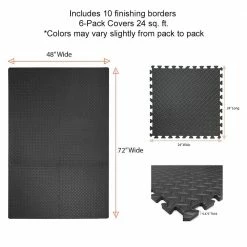 Dark Gray 24 in. x 24 in. x 0.47 in. Foam Interlocking Gym Floor Tiles (6 Tiles/Pack) (24 sq. ft.) by TrafficMaster -Addison Rugs Sales dark gray diamond plate finish with borders trafficmaster gym floor tiles tm1264 c3 1000