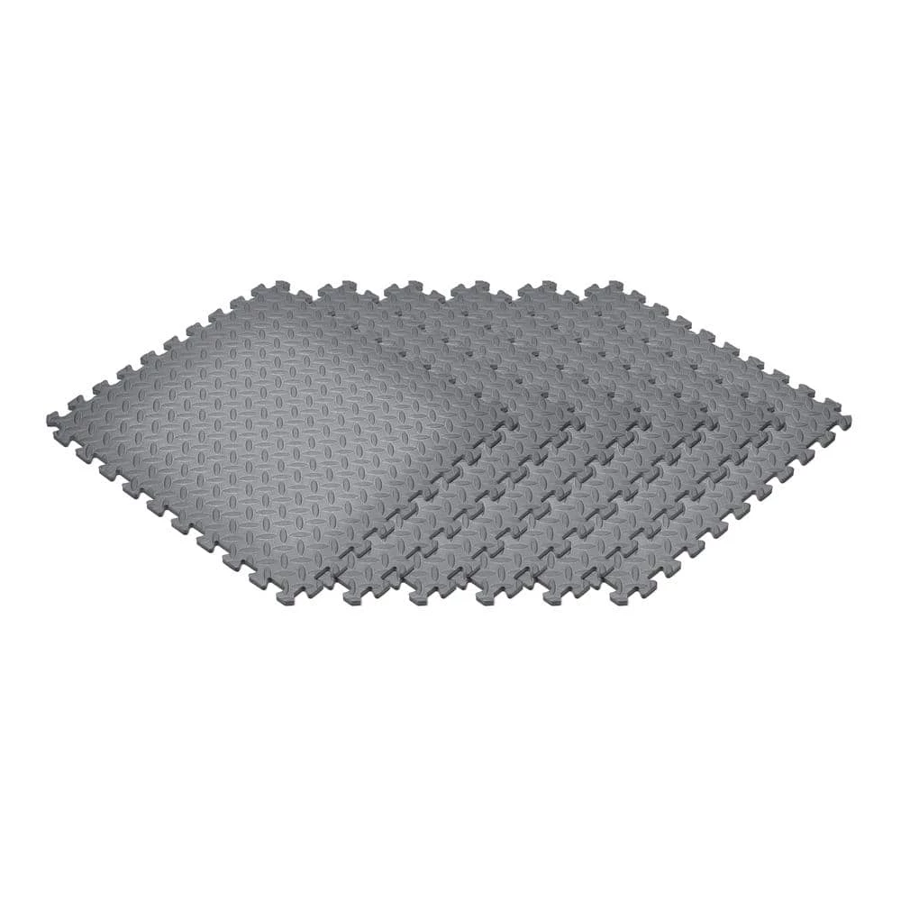 Gray 24 in. W x 24 in. L x 0.47 in. T Foam Interlocking Gym Floor Tiles (6 Tiles/Pack) (24 sq. ft.) by TrafficMaster 5 Gray 24 in. W x 24 in. L x 0.47 in. T Foam Interlocking Gym Floor Tiles (6 Tiles/Pack) (24 sq. ft.) by TrafficMaster - Image 3