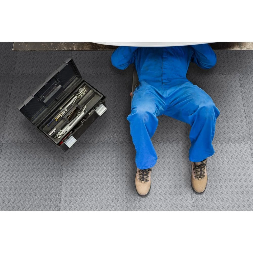 Gray 24 in. W x 24 in. L x 0.47 in. T Foam Interlocking Gym Floor Tiles (6 Tiles/Pack) (24 sq. ft.) by TrafficMaster 9 Gray 24 in. W x 24 in. L x 0.47 in. T Foam Interlocking Gym Floor Tiles (6 Tiles/Pack) (24 sq. ft.) by TrafficMaster - Image 7