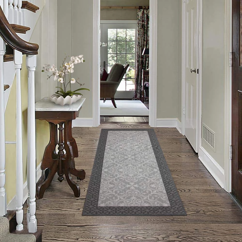 Derbent Grey 2 ft. x 5 ft. Medallion Polyester Accent Rug by TrafficMaster 4 Derbent Grey 2 ft. x 5 ft. Medallion Polyester Accent Rug by TrafficMaster - Image 2