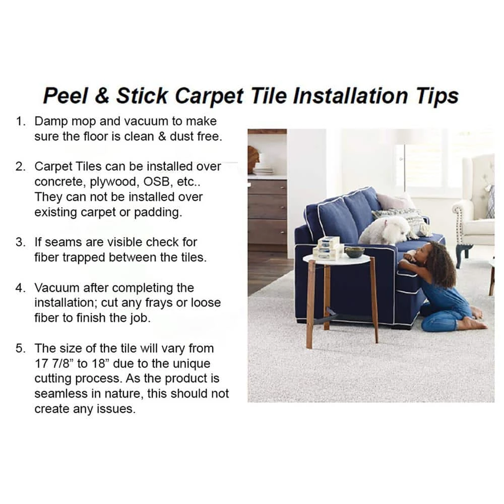 Willow Kirkdale Beige Residential 18 in. x 18 Peel and Stick Carpet Tile (10 Tiles/Case) 22.5 sq. ft. by TrafficMaster 7 Willow Kirkdale Beige Residential 18 in. x 18 Peel and Stick Carpet Tile (10 Tiles/Case) 22.5 sq. ft. by TrafficMaster - Image 5