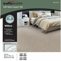 Willow Kirkdale Beige Residential 18 in. x 18 Peel and Stick Carpet Tile (10 Tiles/Case) 22.5 sq. ft. by TrafficMaster 14 Willow Kirkdale Beige Residential 18 in. x 18 Peel and Stick Carpet Tile (10 Tiles/Case) 22.5 sq. ft. by TrafficMaster -Addison Rugs Sales kirkdale trafficmaster carpet tile ht004 815 1818 40 1000