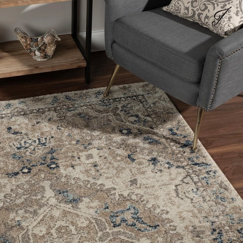 Provincial 7 Linen 7 ft. 10 in. x 10 ft. 7 in. Medallion Persian Area Rug by Addison Rugs 5 Provincial 7 Linen 7 ft. 10 in. x 10 ft. 7 in. Medallion Persian Area Rug by Addison Rugs - Image 3