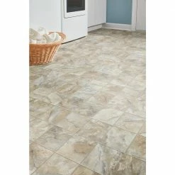 Neutral Square Slate Stone Residential Vinyl Sheet Flooring 12ft. Wide x Cut to Length by TrafficMaster -Addison Rugs Sales neutral slate trafficmaster vinyl sheet flooring u6920 258c990p144 40 1000