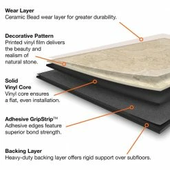 12 in. W Sedona GripStrip Luxury Vinyl Tile Flooring (24 sq. ft./case) by TrafficMaster -Addison Rugs Sales sedona trafficmaster vinyl tile 260110 0 31 1000