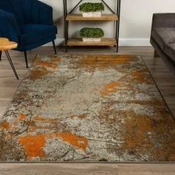 Bach 60 Abstract Tangerine 3 ft. 3 in. x 5 ft. 1 in. Area Rug by Addison Rugs -Addison Rugs Sales tangerine addison rugs area rugs hdbh60ta3x5 31 1000