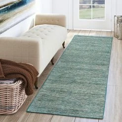Dexter 1 Teal 2 ft. 3 in. x 7 ft. 6 in. Tonal Solid Wool and Viscose Indoor Area Rug Runner by Addison Rugs -Addison Rugs Sales teal addison rugs area rugs hddx1te2x8 31 1000