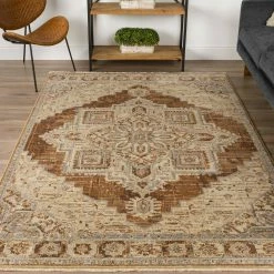 Freya 1 Walnut 7 ft. 6 in. x 9 ft. 8 in. Vintage Medallion Indoor Area Rug by Addison Rugs -Addison Rugs Sales walnut addison rugs area rugs hdfr1wa8x10 31 1000