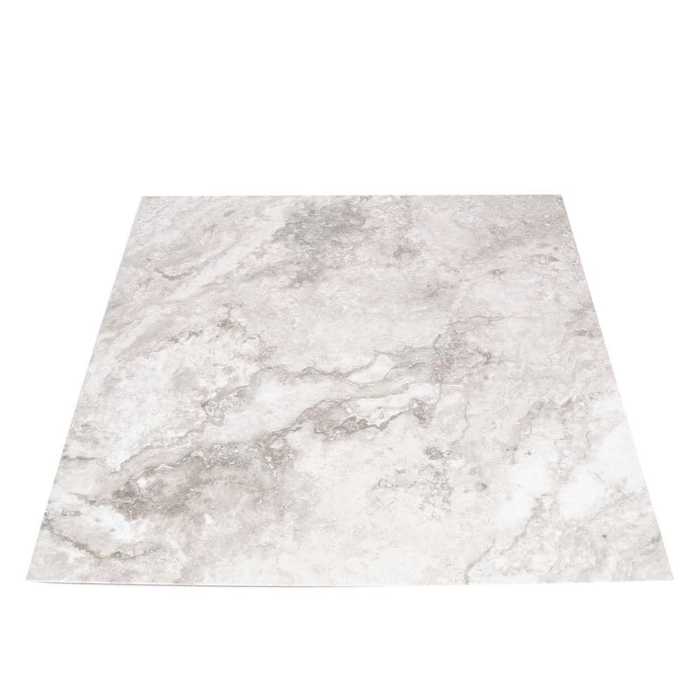Groutable 18 in. x 18 in. White and Grey Travertine Peel and Stick Vinyl Tile (36 sq. ft. / case) by TrafficMaster 7 Groutable 18 in. x 18 in. White and Grey Travertine Peel and Stick Vinyl Tile (36 sq. ft. / case) by TrafficMaster - Image 5