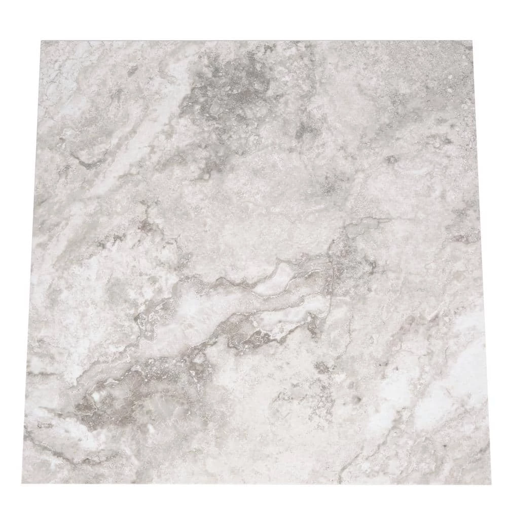 Groutable 18 in. x 18 in. White and Grey Travertine Peel and Stick Vinyl Tile (36 sq. ft. / case) by TrafficMaster 5 Groutable 18 in. x 18 in. White and Grey Travertine Peel and Stick Vinyl Tile (36 sq. ft. / case) by TrafficMaster - Image 3